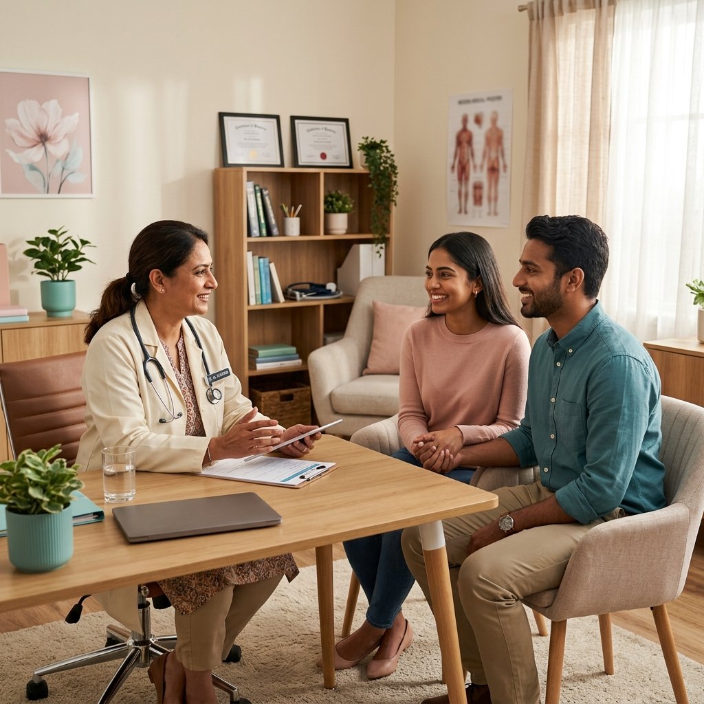 Resident specialists counseling a patient kindly